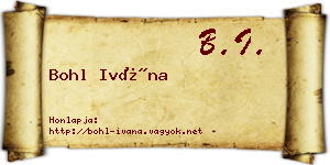 Bohl Ivána névjegykártya